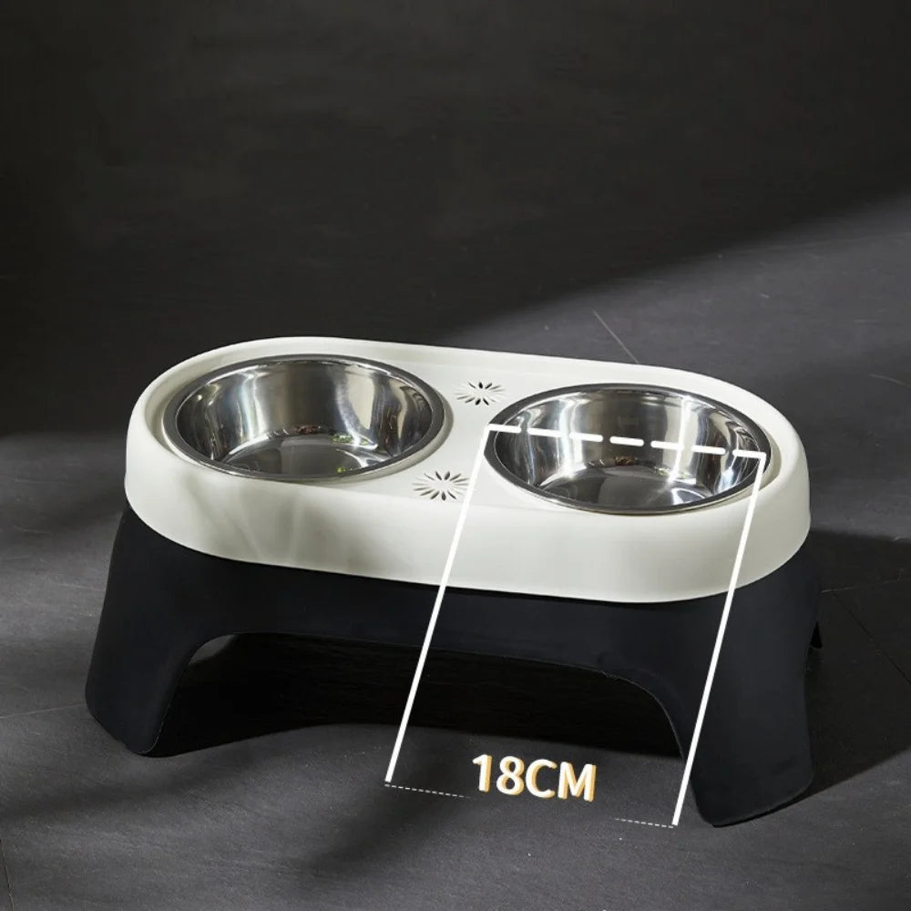 Elevated Pet Bowl Anti Knock Stainless Steel Food Cat Dog Feeding Bowls Double Bowl High Foot Leak Proof Pet Feeder Accessories
