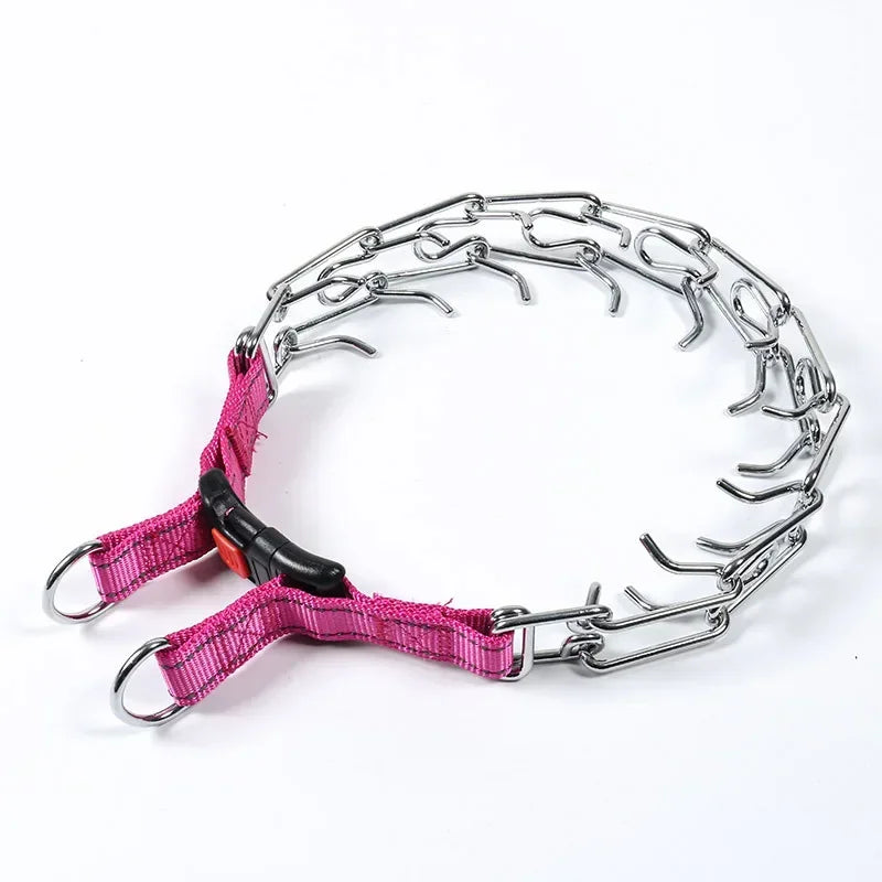 Adjustable Pet Dog Training Collar Metal Prong Collars Stainless Steel Spike Necklace with Quick Release Buckle Dogs Accessories