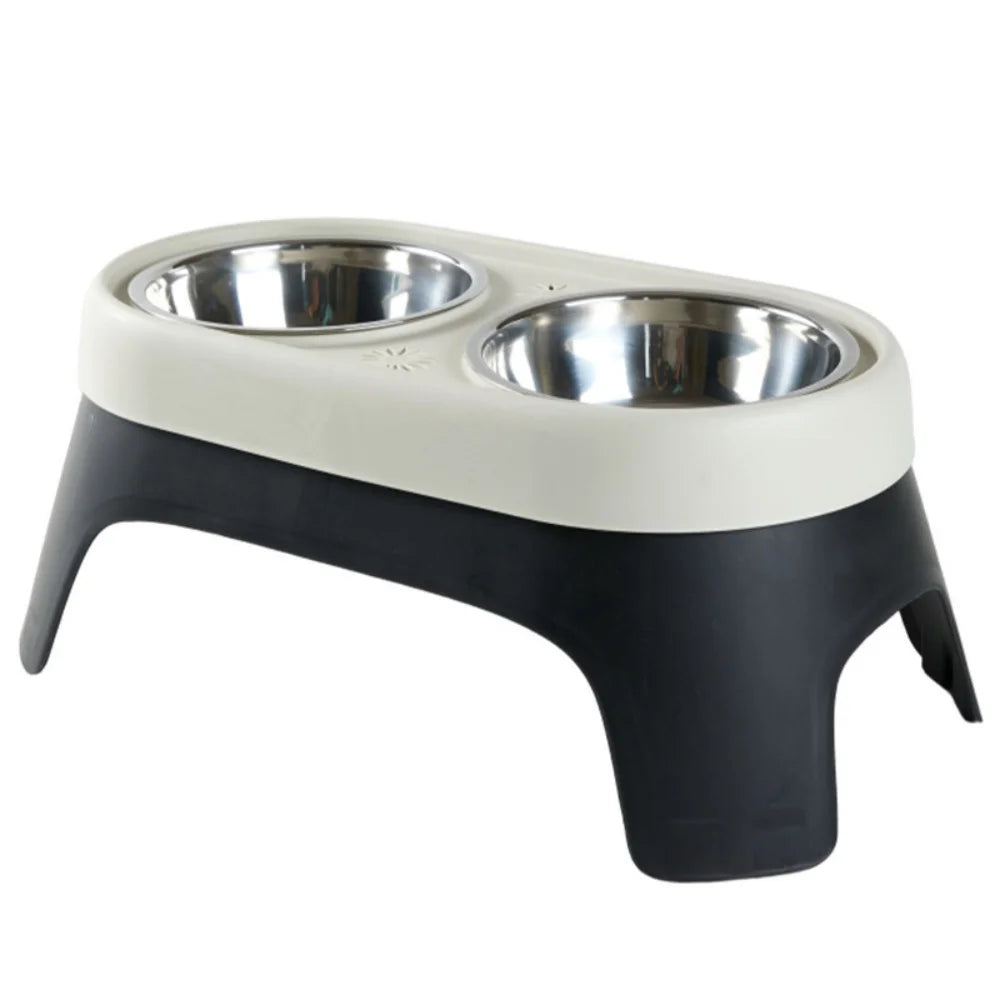Elevated Pet Bowl Anti Knock Stainless Steel Food Cat Dog Feeding Bowls Double Bowl High Foot Leak Proof Pet Feeder Accessories