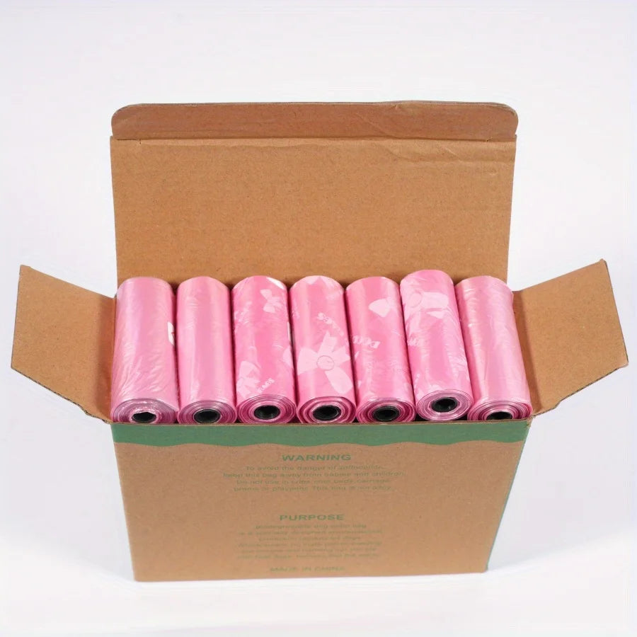 120 Count Extra Thick Leakproof Poop Bags - Vibrant Pink & Purple Designs, High-Quality Polyethylene Trash Bags for Dogs